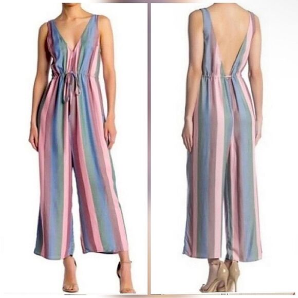 Show Me Your MuMu Retro Vibe Wide Leg Low Neck Open Back Jumpsuit (Size: Small) - Picture 1 of 16